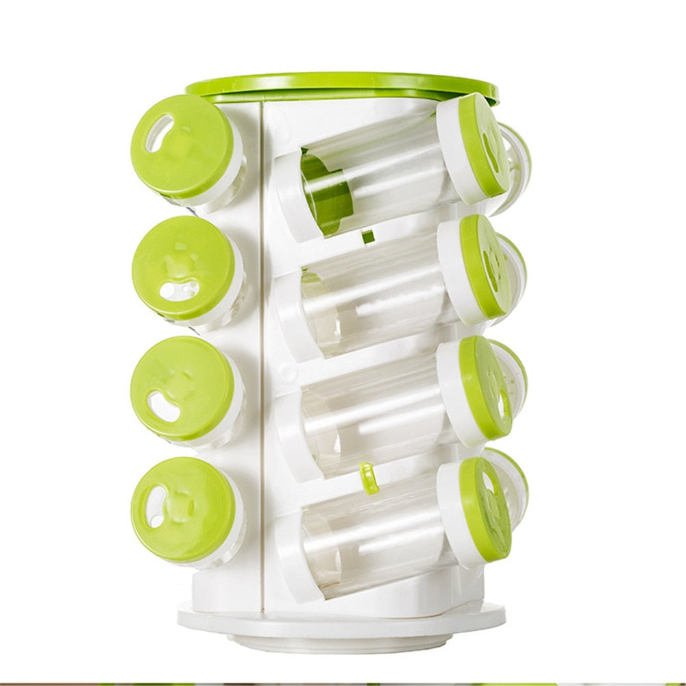 Rotating Spice Jar Set with 16 Multi-Hole Holders