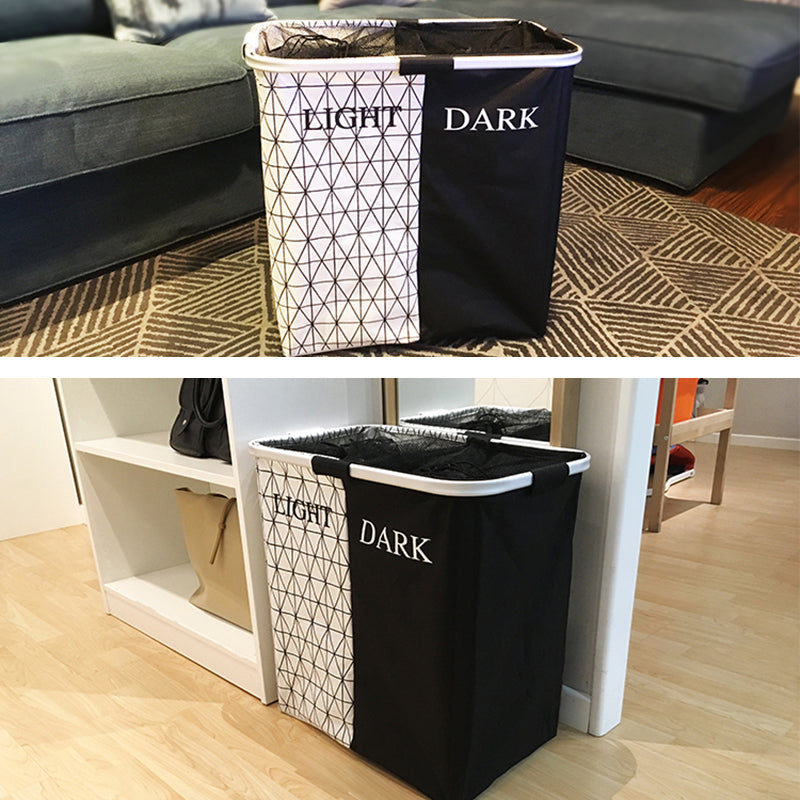 High Capacity 2 Compartment Foldable Laundry Basket
