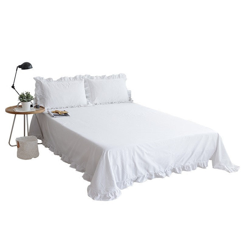 Korean Style Pure White Cotton Bed Sheet