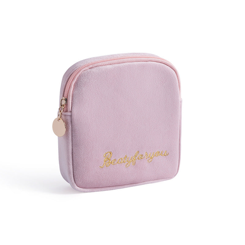Sanitary Napkin Storage Bag, Plush Handheld Pouch