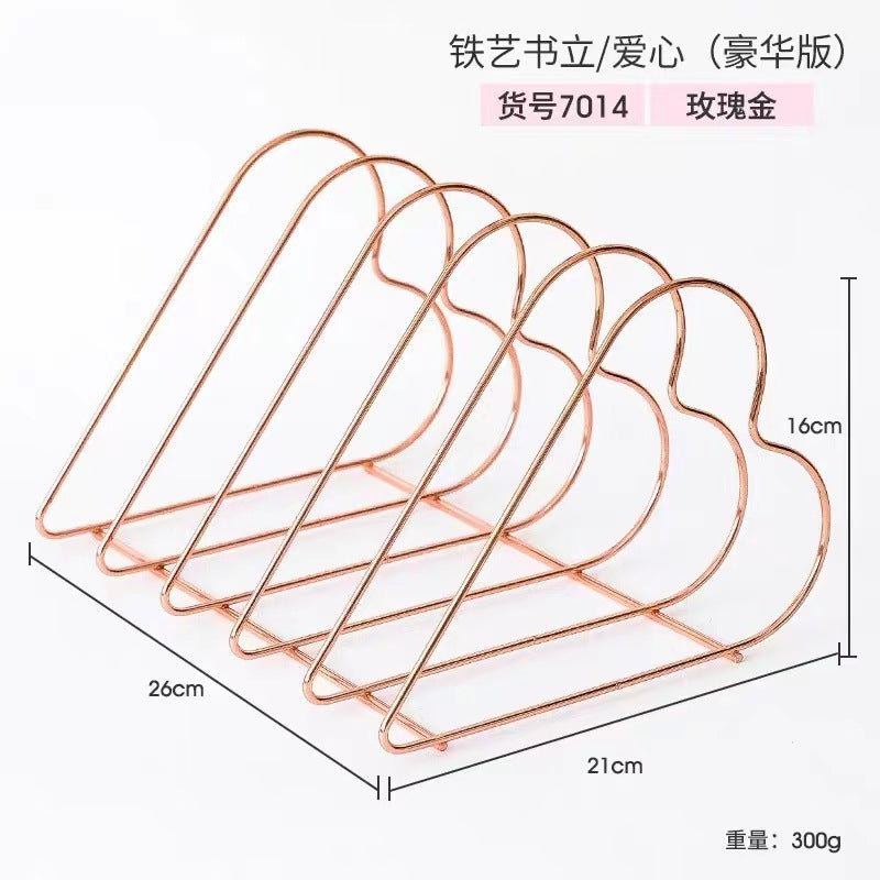 Nordic Minimalist Iron Book Rack with Magazine Holder