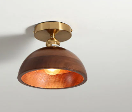 Flush Mount Walnut Wood LED Ceiling Light
