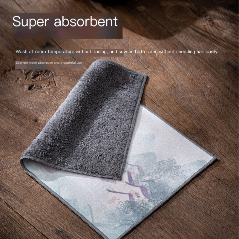 Chinese Style Tea Towel Set - Absorbent Table Mats (4pcs)