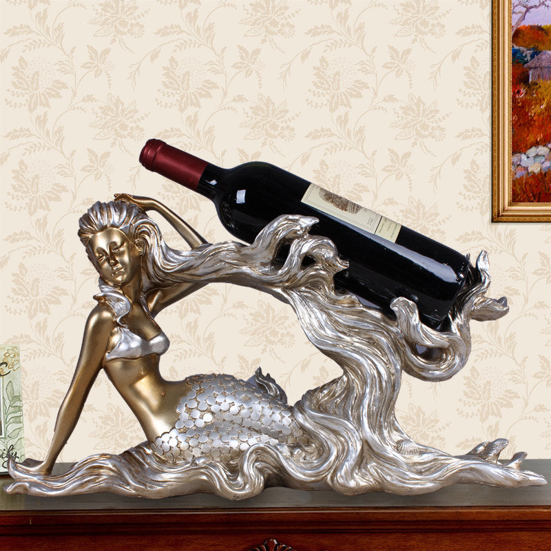 Creative Resin Wine Rack with Mermaid Design