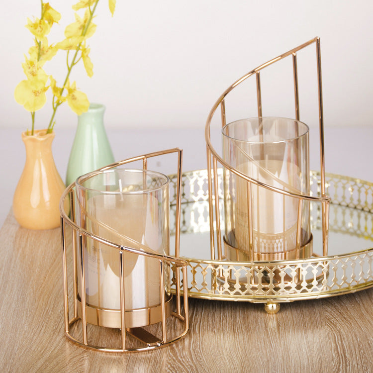 Nordic Geometric Gold Candle Holder