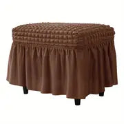 Rectangular Stretch Ottoman Cover with Skirt for Furniture