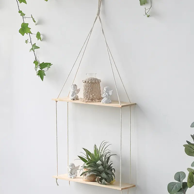 Bohemian Floating Shelf - Handmade Cotton Rope Rack