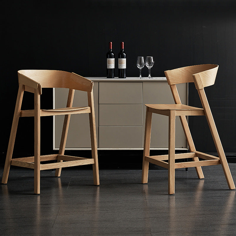 Modern Japanese Bar Stool with Backrest (Designer)