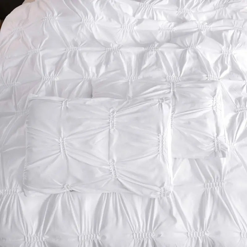 3pcs Solid Colour Pinch Pleat Duvet Cover Set