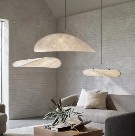 Silk Drum Chandelier - White Fabric Ceiling Pendant Light