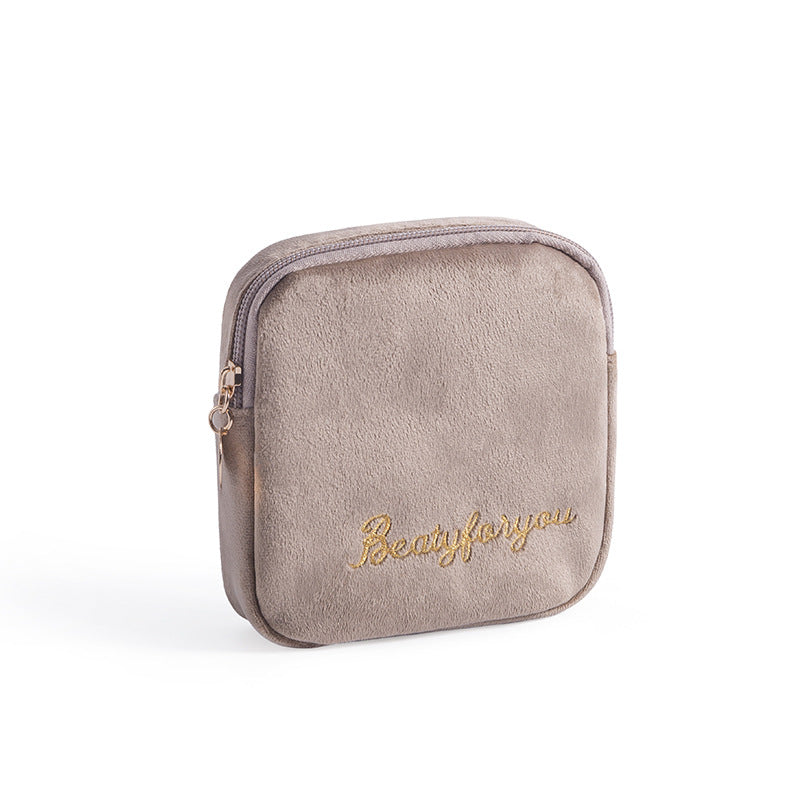 Sanitary Napkin Storage Bag, Plush Handheld Pouch
