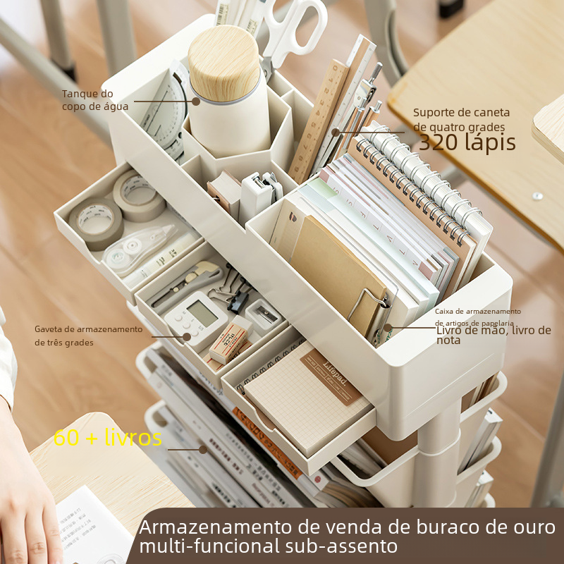 Mobile Plastic Desk Edge Bookshelf and Organiser