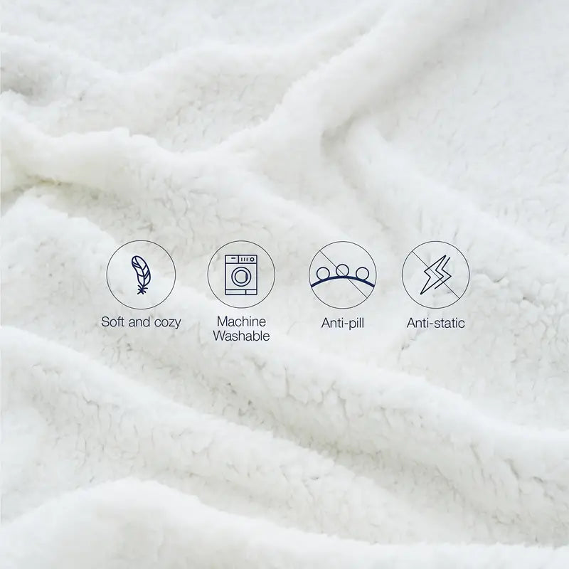 Green Sherpa Throw Blanket for Couch, 50x60 Inches
