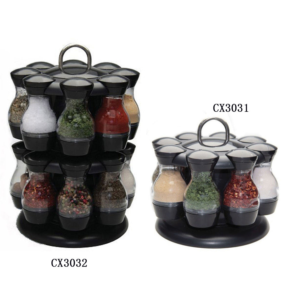 Double-Layer Rotating Spice Rack for Kitchen Use
