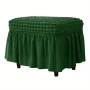 Rectangular Stretch Ottoman Cover with Skirt for Furniture