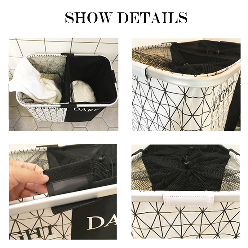 High Capacity 2 Compartment Foldable Laundry Basket