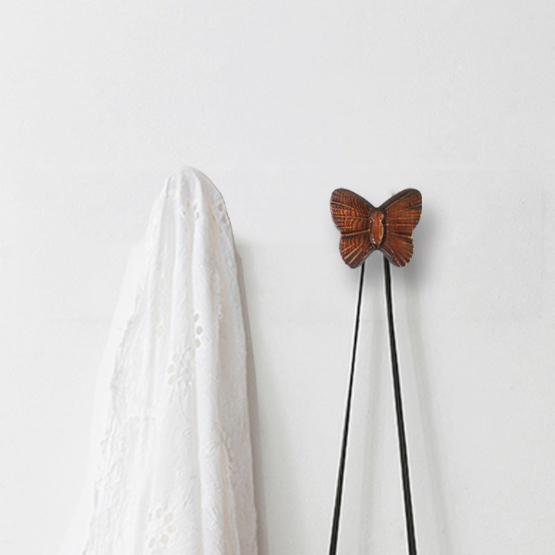 Butterfly Hook Solid Wood Wall-Mounted Coat Rack