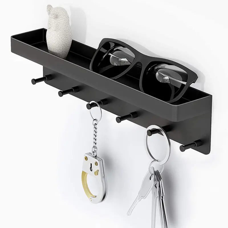 Wall Mount Key Holder with Shelf and 6 Hooks