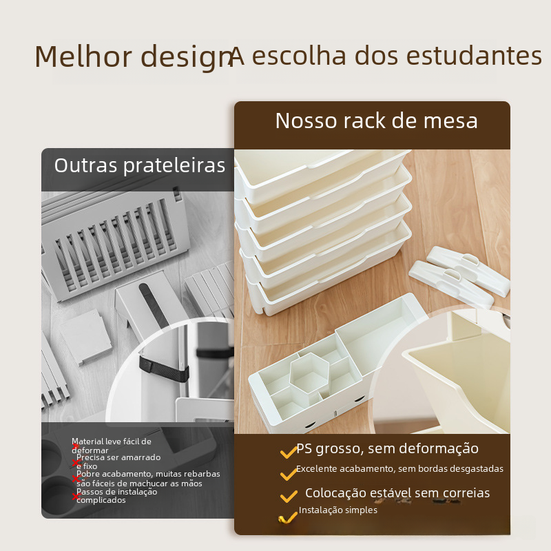 Mobile Plastic Desk Edge Bookshelf and Organiser