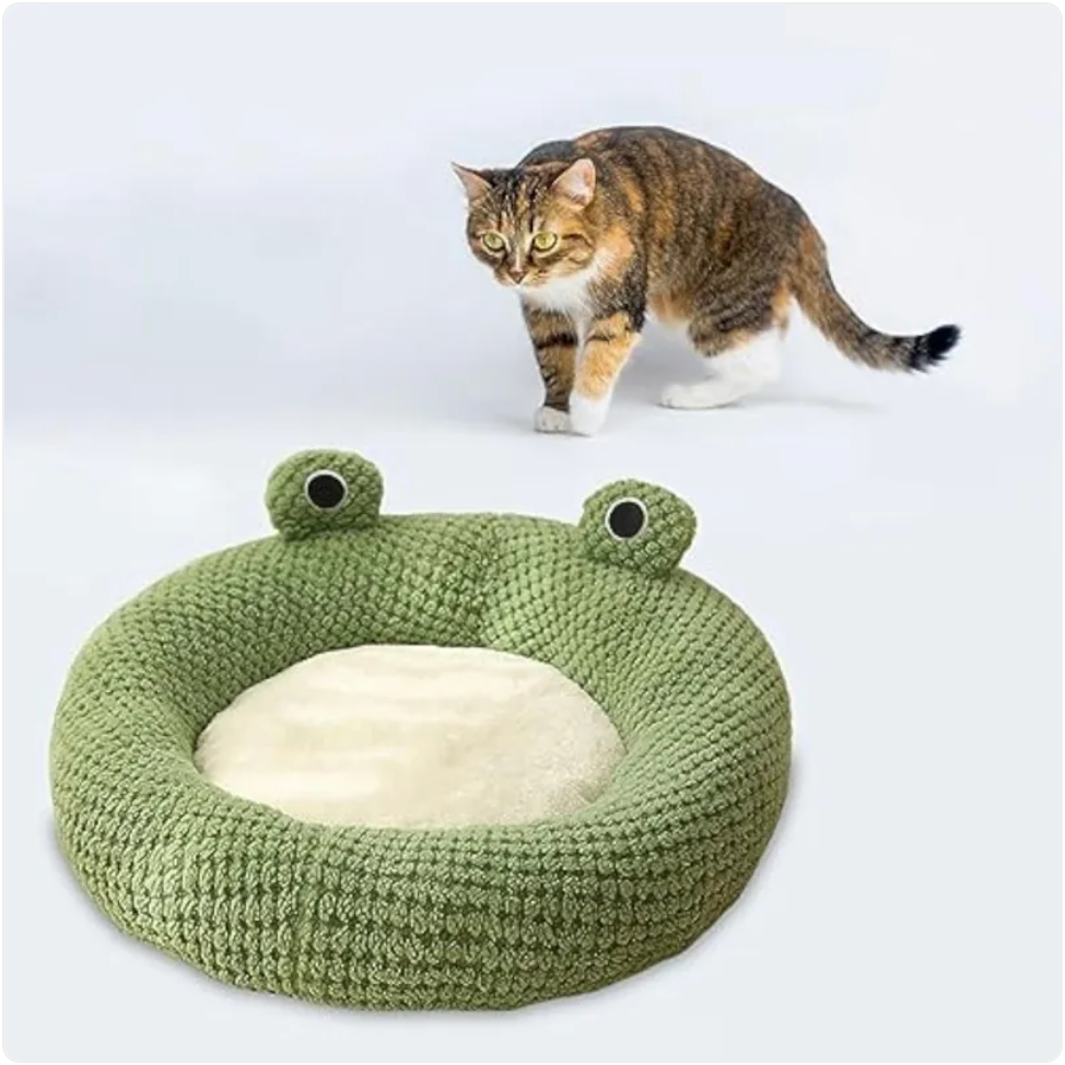 Frog Shaped Plush Pet Bed for Cats and Small Dogs