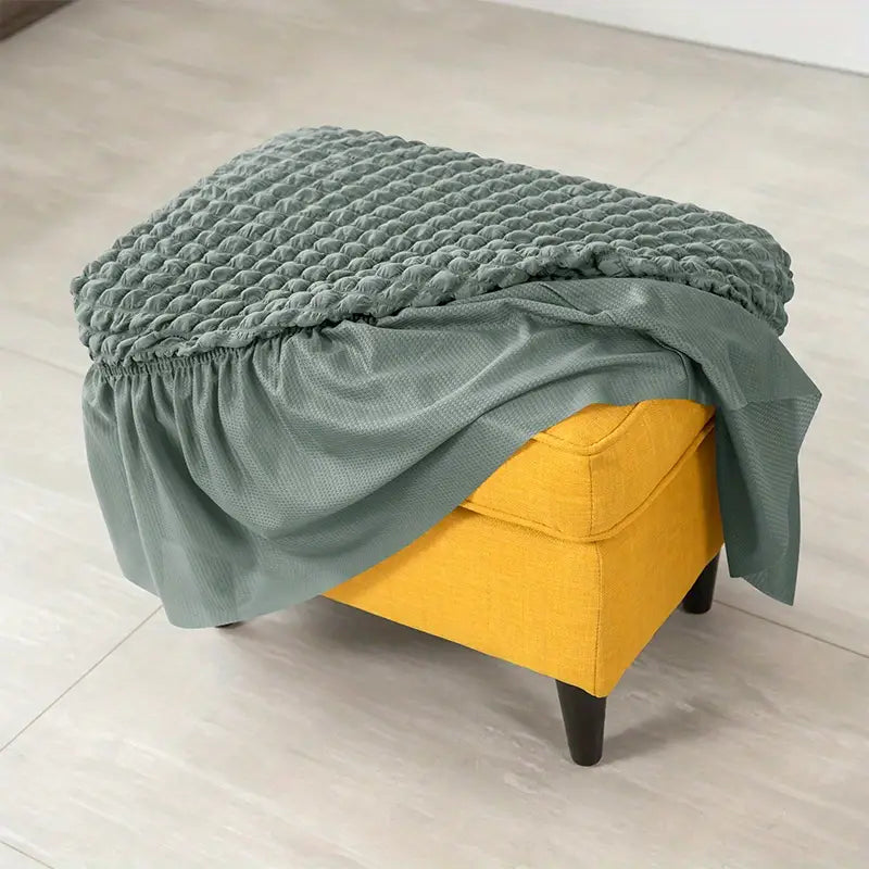 Rectangular Stretch Ottoman Cover with Skirt for Furniture