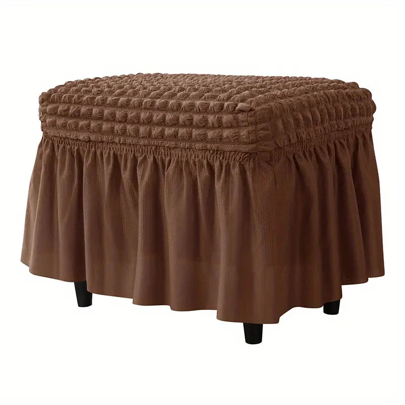 Rectangular Stretch Ottoman Cover with Skirt for Furniture