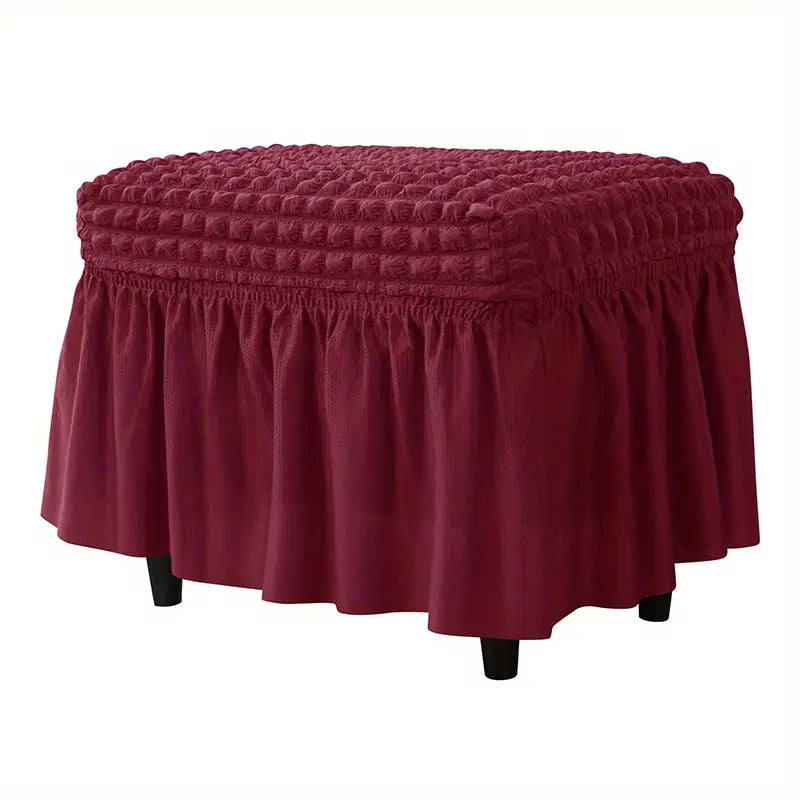 Rectangular Stretch Ottoman Cover with Skirt for Furniture