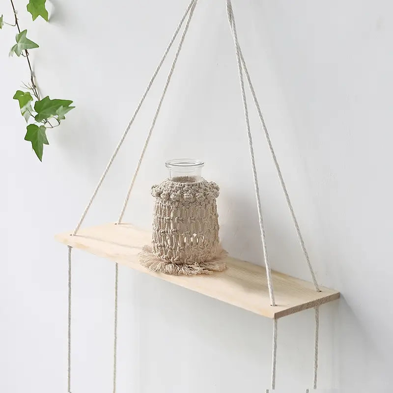 Bohemian Floating Shelf - Handmade Cotton Rope Rack