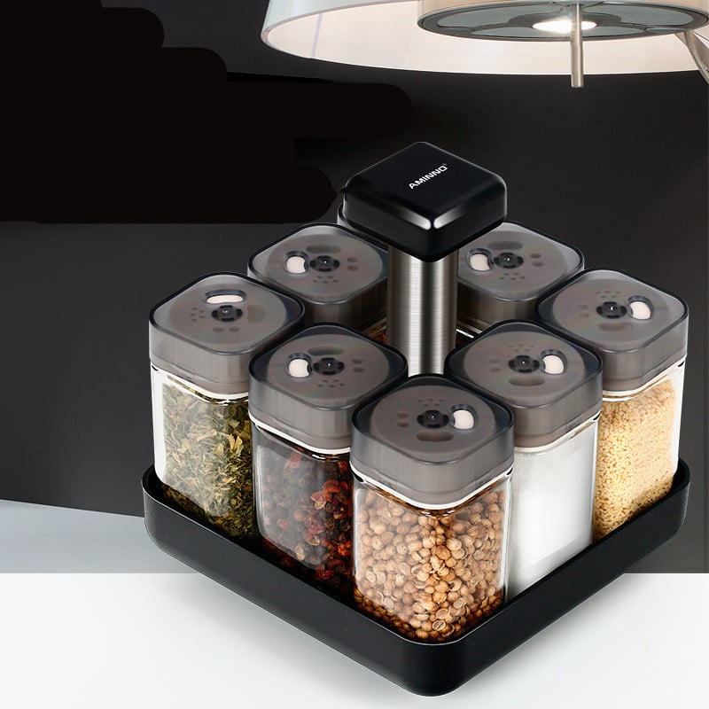 Glass Spice Jar Organiser for Kitchen Seasonings