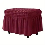 Rectangular Stretch Ottoman Cover with Skirt for Furniture