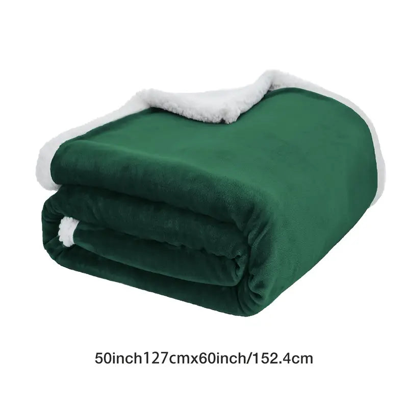Green Sherpa Throw Blanket for Couch, 50x60 Inches