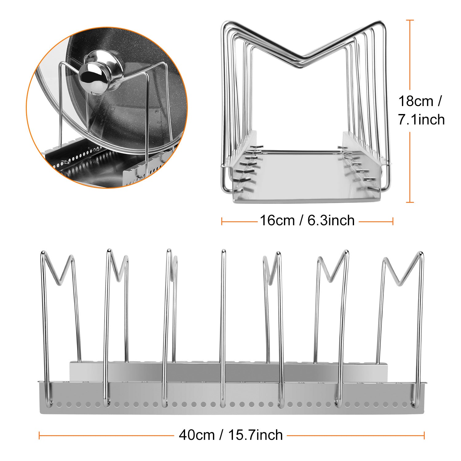 Multifunctional Pot Lid Storage Rack for Kitchen