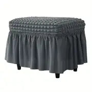 Rectangular Stretch Ottoman Cover with Skirt for Furniture