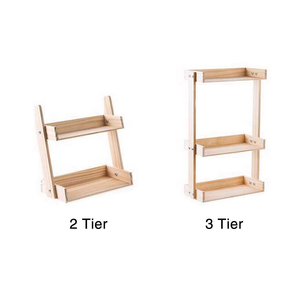 Pine Multi-Layer Simple Spice Rack for Kitchen Storage