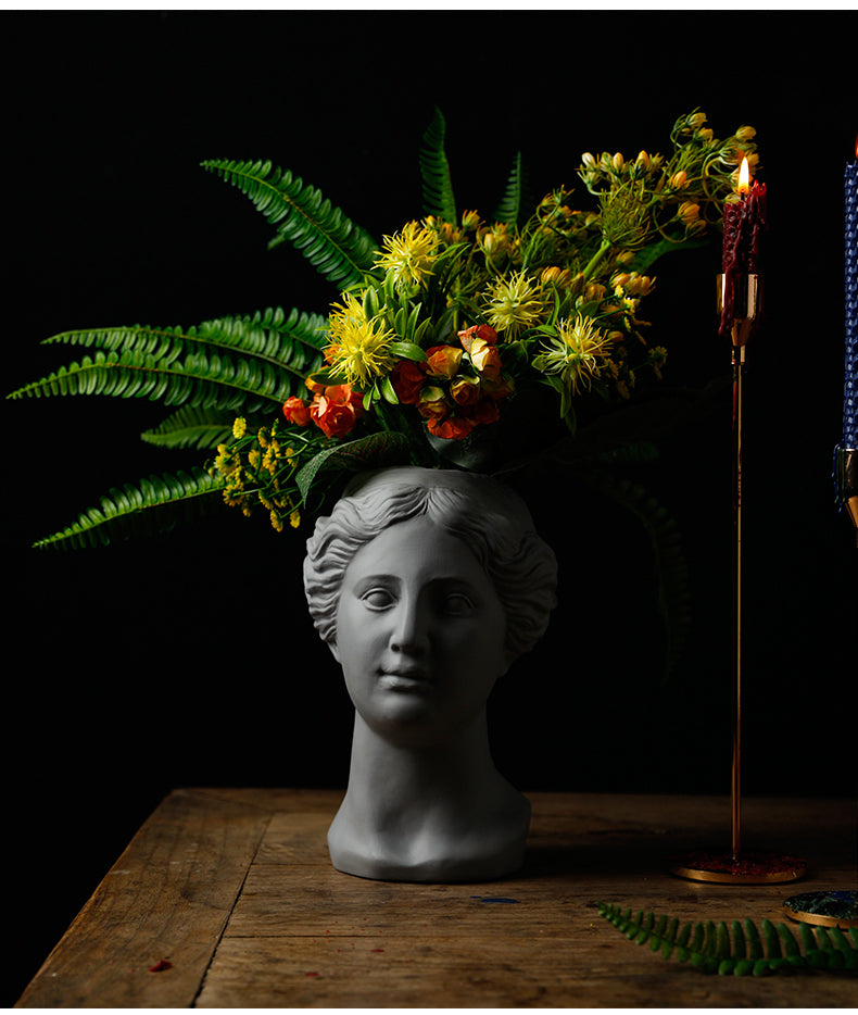 Greek Goddess Flower Pot, Vase, Ceramic Statue Vase