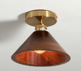 Flush Mount Walnut Wood LED Ceiling Light
