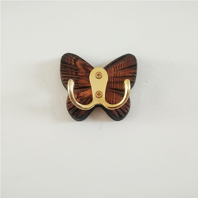 Butterfly Hook Solid Wood Wall-Mounted Coat Rack