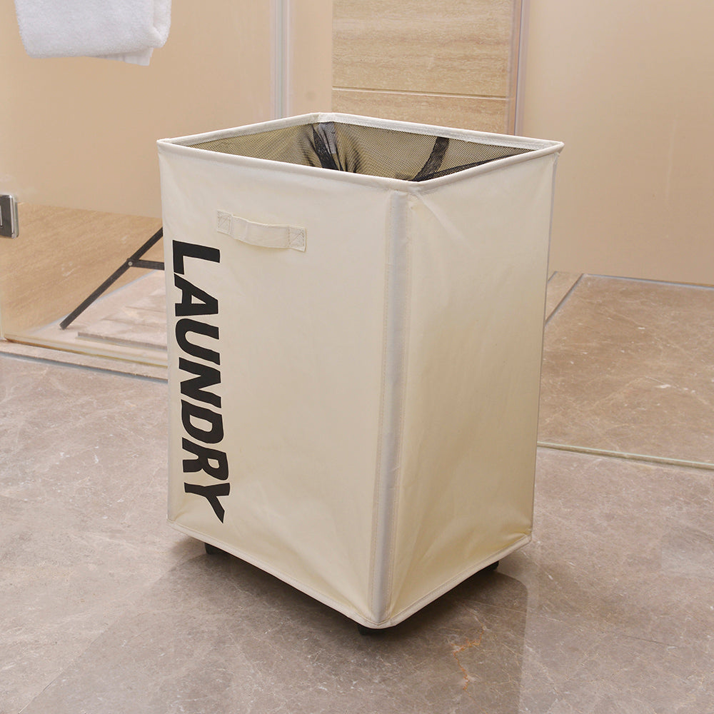 Oxford Cloth Rolling Laundry Basket with Wheels