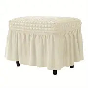 Rectangular Stretch Ottoman Cover with Skirt for Furniture