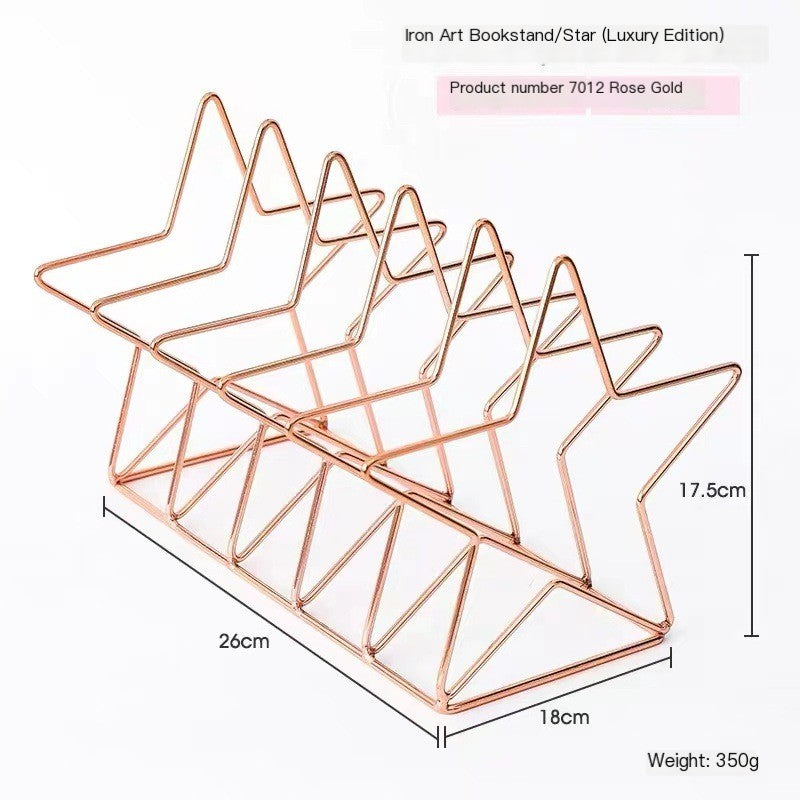 Nordic Minimalist Iron Book Rack with Magazine Holder