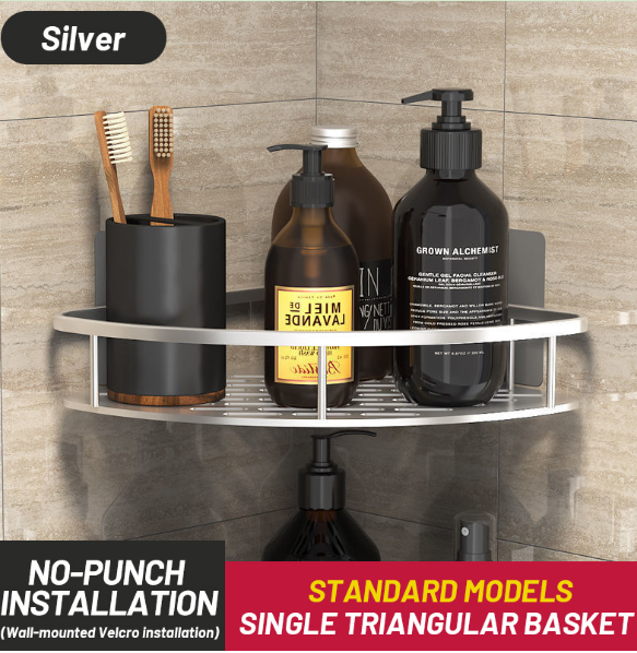 Modern Bathroom Shelf with Metal Shower Caddy