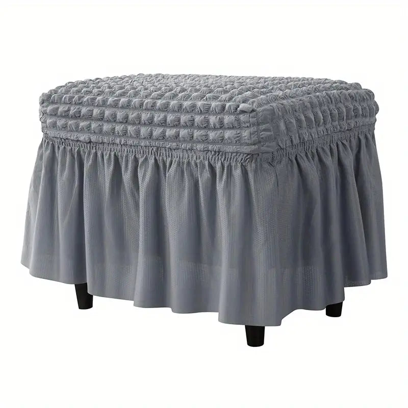 Rectangular Stretch Ottoman Cover with Skirt for Furniture