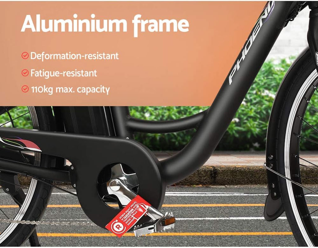 Electric Bike, 26 Inch Ebike Mountain Road Electronic Bikes Electricbike Outdoor Adult Cycling Equipment, 6 Speed Powerful Brushless Motor LED Headlight Black