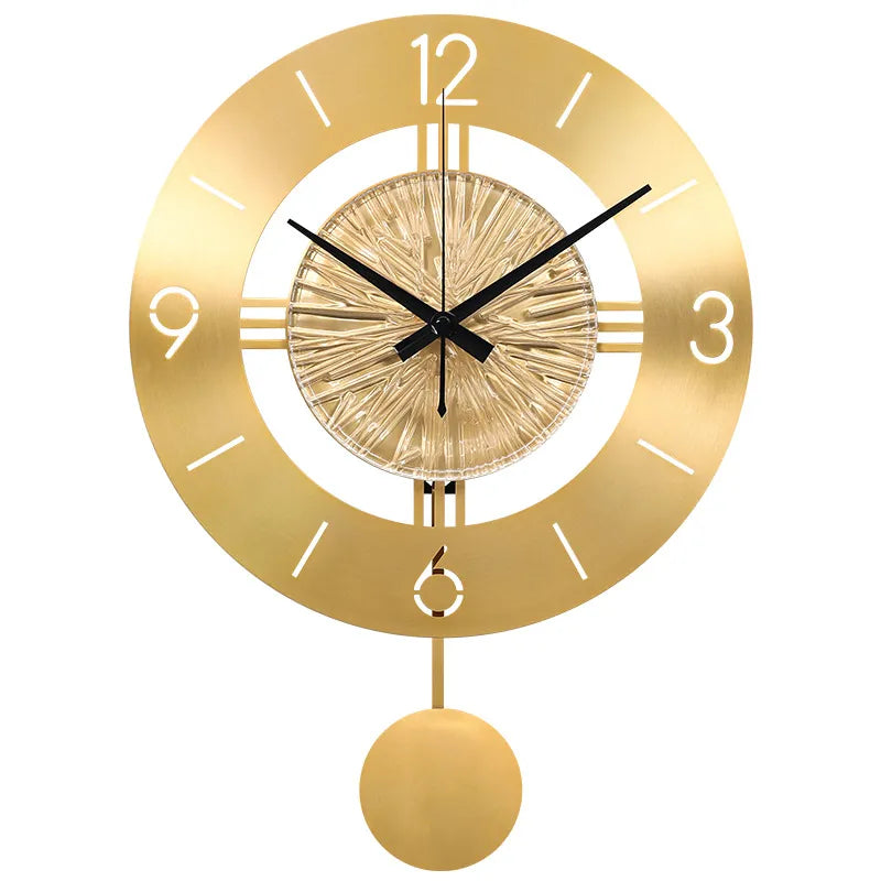 Metal Wall Clock with Elegant Pendulum