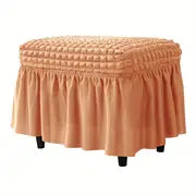 Rectangular Stretch Ottoman Cover with Skirt for Furniture