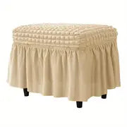 Rectangular Stretch Ottoman Cover with Skirt for Furniture