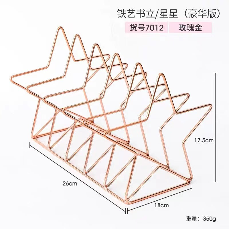 Nordic Minimalist Iron Book Rack with Magazine Holder