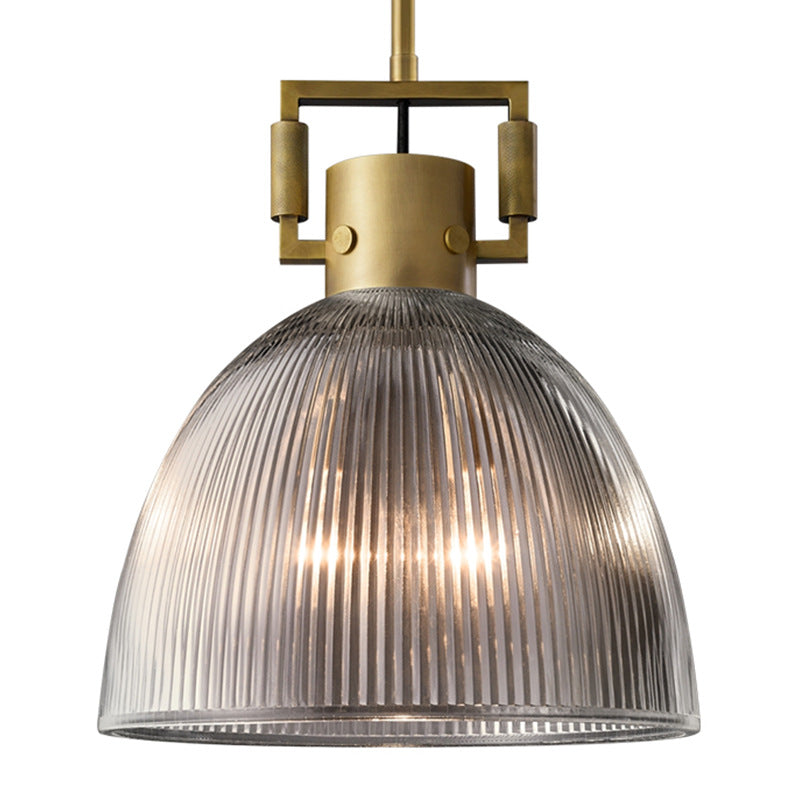 Vintage Copper Dome Pendant Light - Glass Shade Dining and Bar Light