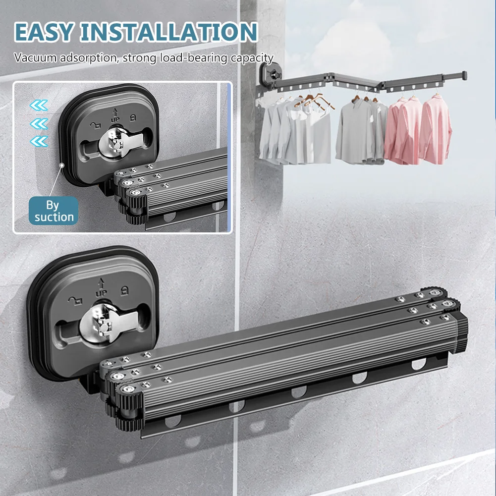 Aluminium Wall-Mounted Retractable Clothes Drying Rack