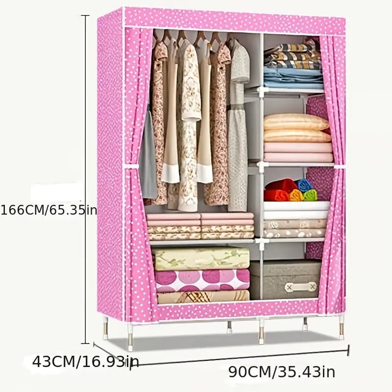 Portable Wardrobe Storage Organiser with Hanging Rods